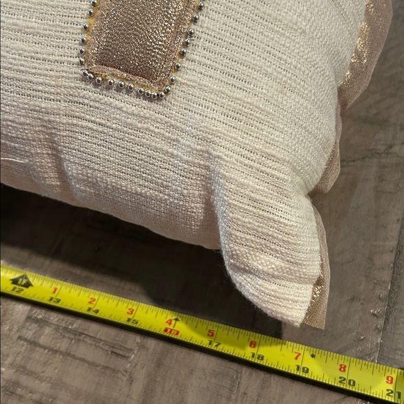 “Joy” Holiday Throw Pillow Metallic Letters Beaded Outline Cream/Natural Color - Picture 7 of 11